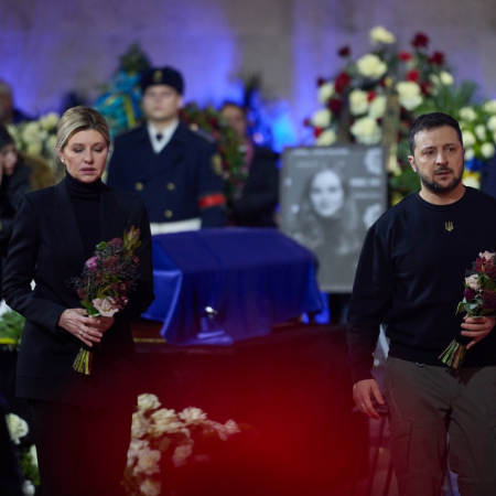 Volodymyr and Olena Zelenskyy joined the funeral of the Interior Ministry employees killed in Brovary — the Office of the President