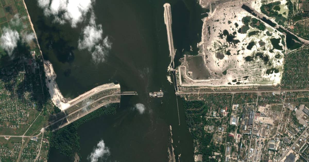New satellite images show the destroyed dam at Kakhovka HPP in detail
