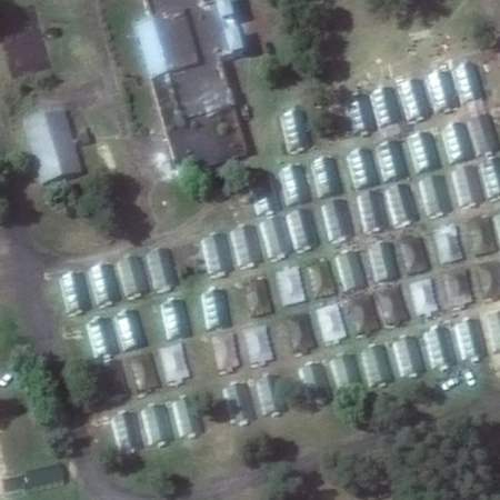 Satellite images show increased activity at a military field camp near the town of Asipovichy in Belarus