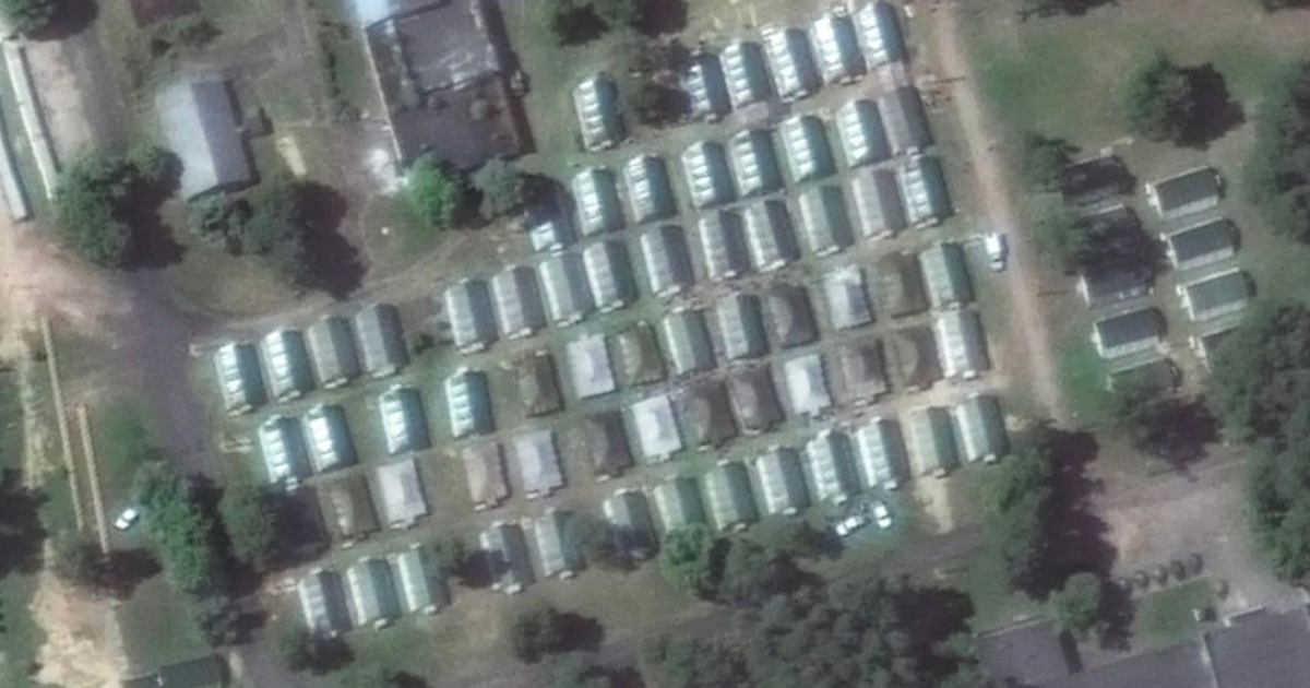 Satellite images show increased activity at a military field camp near the town of Asipovichy in Belarus