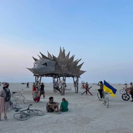 Ukrainian team presents "The Hedgehog Temple" military memorial at the Burning Man festival in the US