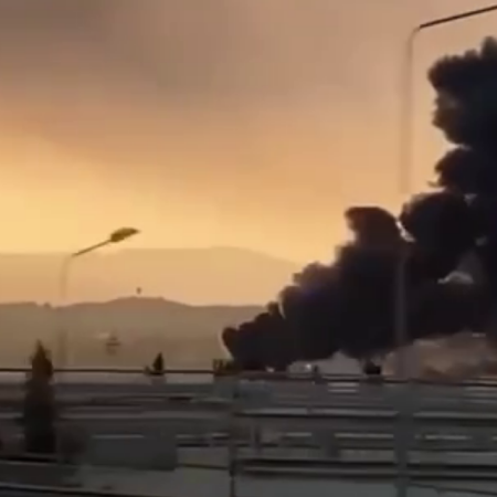 A tank with 1,200 tonnes of diesel fuel may have caught fire in Sochi, Russia
