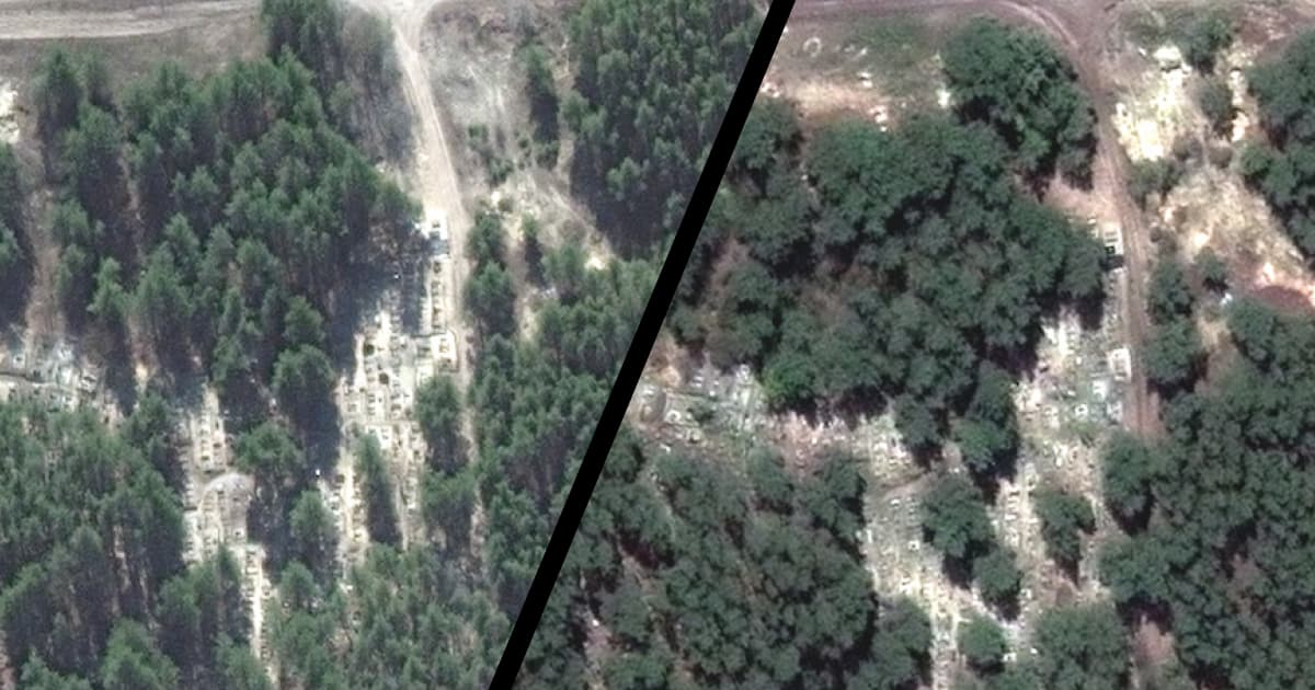 Maxar Technologies publishes satellite imagery of mass grave site near Izium, Kharkiv region