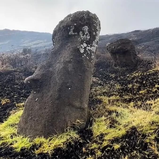 На острові Пасхи сталася пожежа, через яку пошкоджені камʼяні ідоли моаї