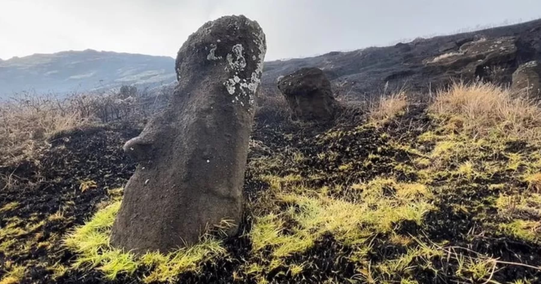 На острові Пасхи сталася пожежа, через яку пошкоджені камʼяні ідоли моаї