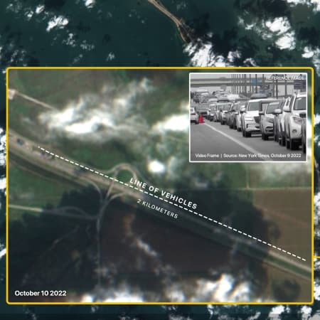 На Кримському мосту зафіксували колону автомобілів зі сторони Росії