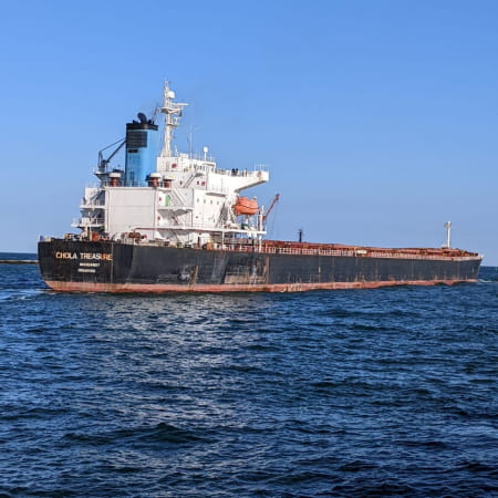 The sixth UN chartered vessel is being loaded with grain in Chornomorsk