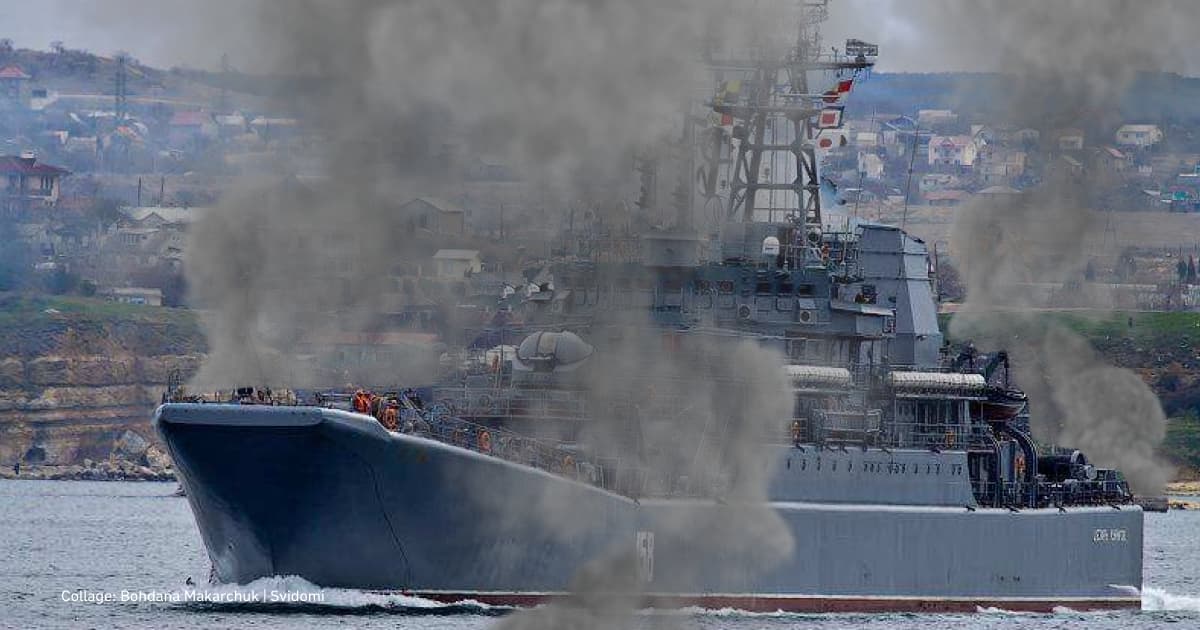 Ukrainian military destroys large Russian landing ship Caesar Kunikov with  drones :: Свідомі